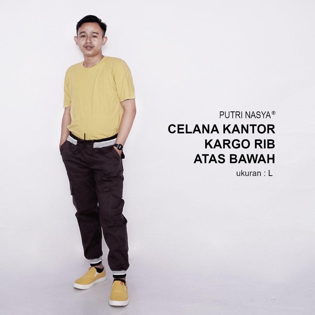 Celana Kerja Big Size Kargo Kantor Pria / Celana Jumbo Formal Kantor Bahan Katun / Celana Chino Jumbo Seragam Moca Capucino Cream Hitam Abu Navy Army Dark Brown / Celana Model Terbaru Bigsize S-M-L-XL-2L-3L Kekinian Trendy Kombinasi Big Keren