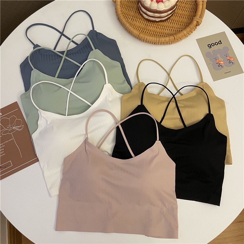 Kemben Bra Seamless Korean Tank Top Bralette Pakaian Dalam Wanita Crop Top Sport Bra Kemben Pendek BH Cewek Tanpa Kawat Tanktop Bralete