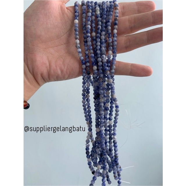 bahan craft gelang kalung sodalite 4mm renceng akik alam natural biru