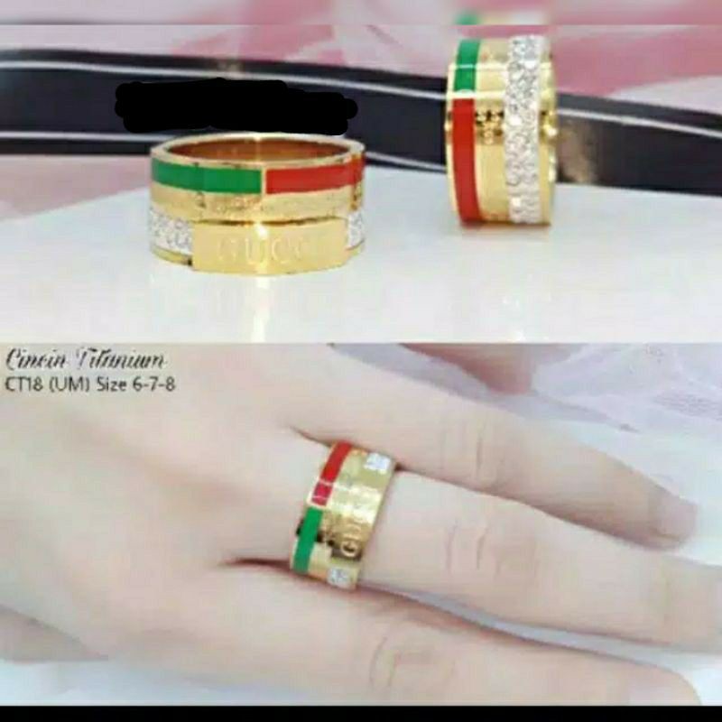 Cincin titanium asli 100% anti karat&amp;Alergi JJ-36☆