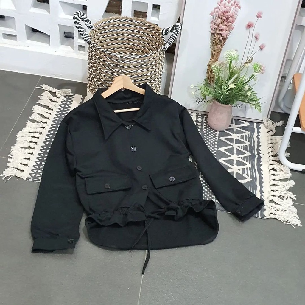 Alin Trend Outher Wanita Bahan Fleece- Blouse Korean Kancing Depan