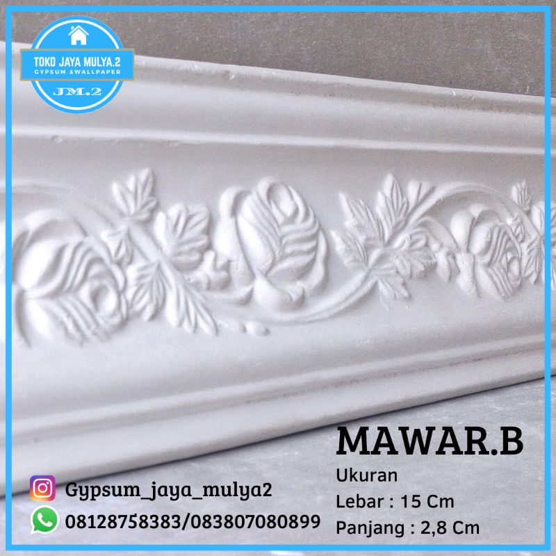 LIST GYPSUM PROFIL MOTIF.MAWAR.(15CM) JAYA MULYA2