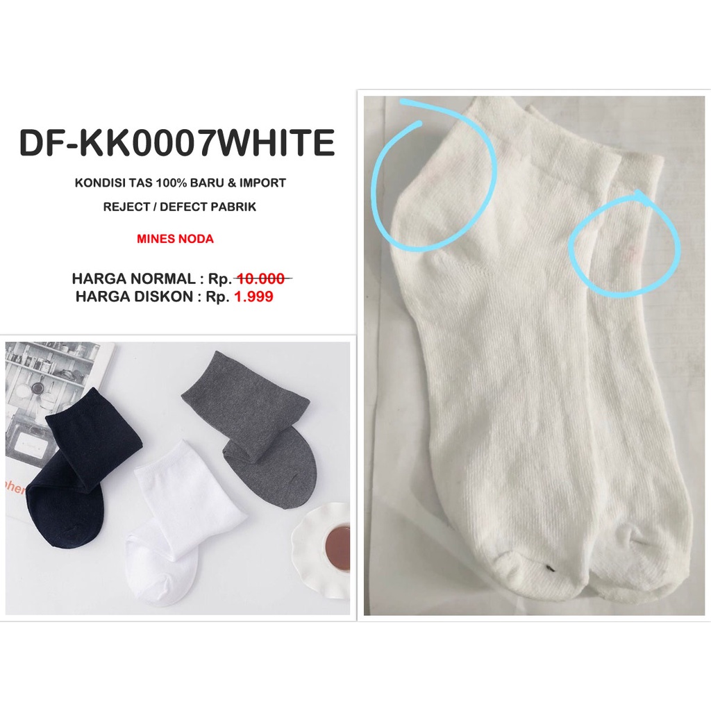 GANNISE - Kaos Kaki Polos Panjang Diatas Mata Kaki Kaoskaki Office Olahraga Fashion KK0007-DF-KK0007WHITE
