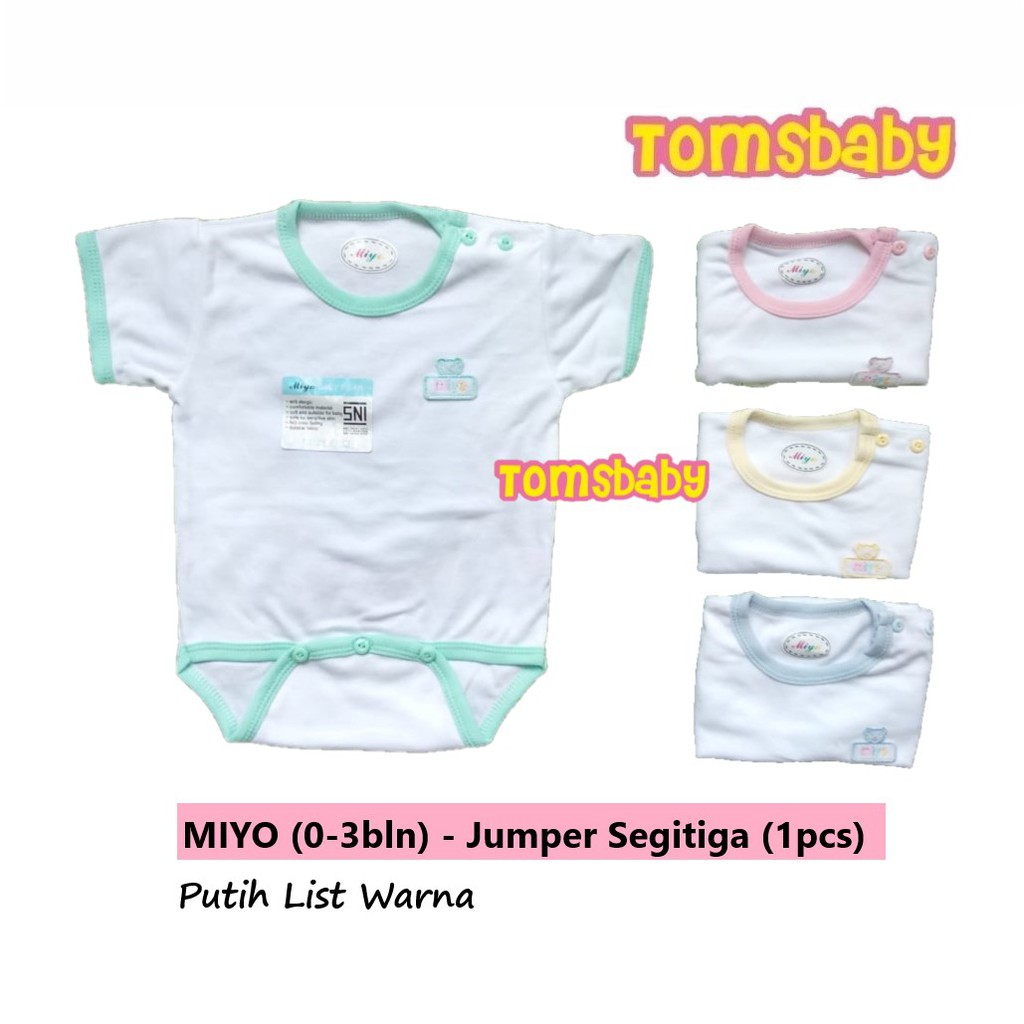 MIYO 1pcs Jumper Segitiga PUTIH LIST WARNA / Baju Kodok Segitiga