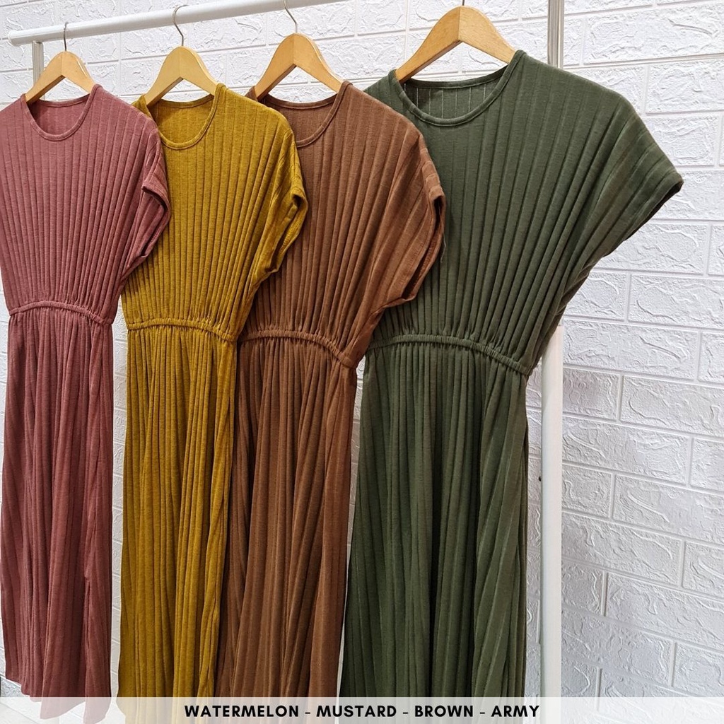 ready 4417 cayina slit knit dress midi dress rajut dress wanita casual dress bumil friendly