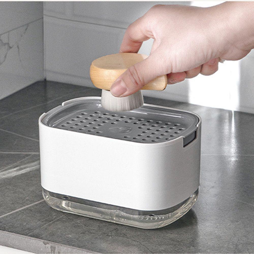 Dispenser Pompa Sabun Atas Alat Dapur Isi Detergen Double Layer Manual Press Cairan Pembersih Kotak