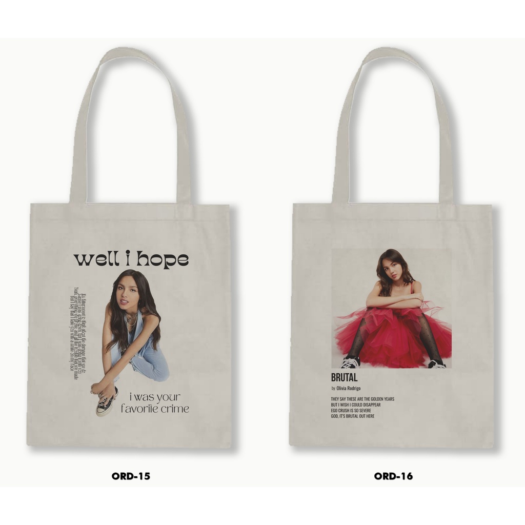 Tas Tote Bag Resleting Kanvas/Blacu  - Olivia Rodrigo 2