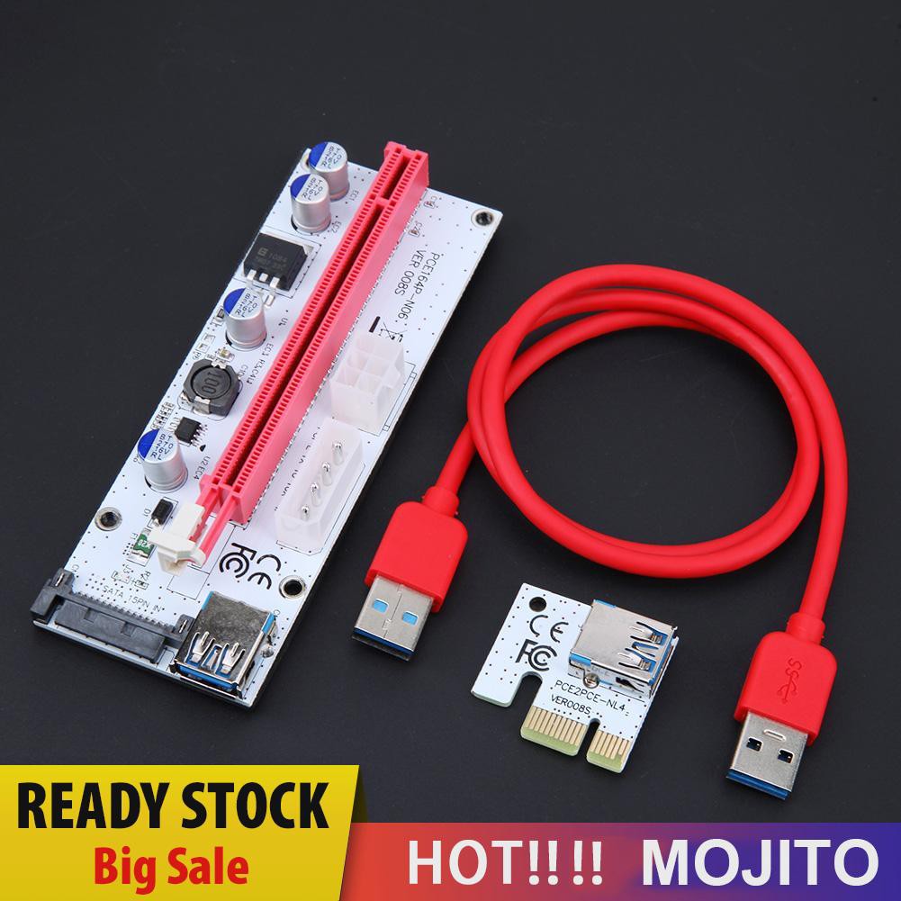 Mojito Kabel Adapter Usb 3.0 60cm 008s Pci-E Riser1X 16x Untuk Btc Miner