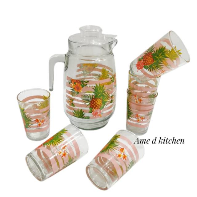 Drink set cantik motif nanas lazetta + gift box