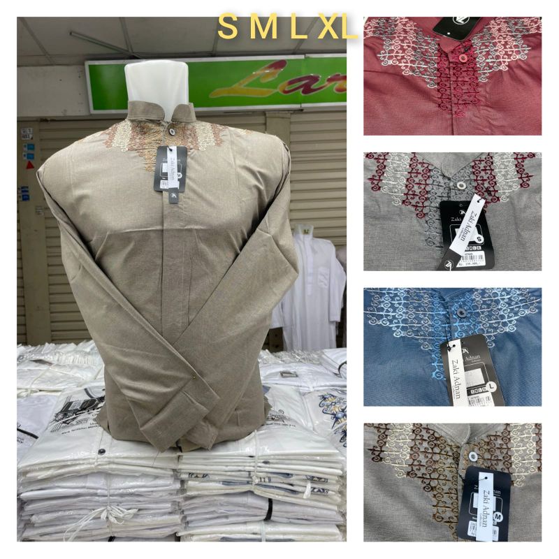 Baju Koko Warna Lengan Panjang, Bordir design 01 by Zaki Adnan