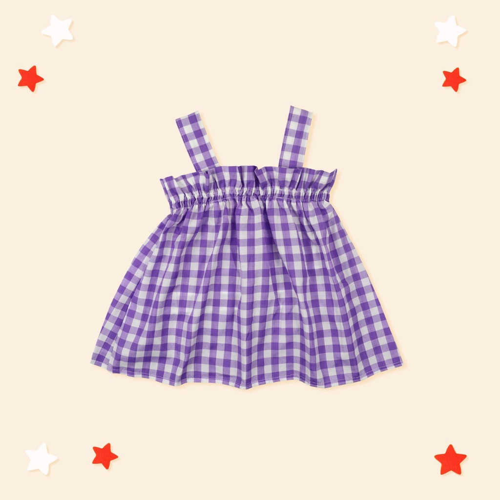 Owlet-Atasan anak perempuan / atasan babydoll tartan / atasan tartan