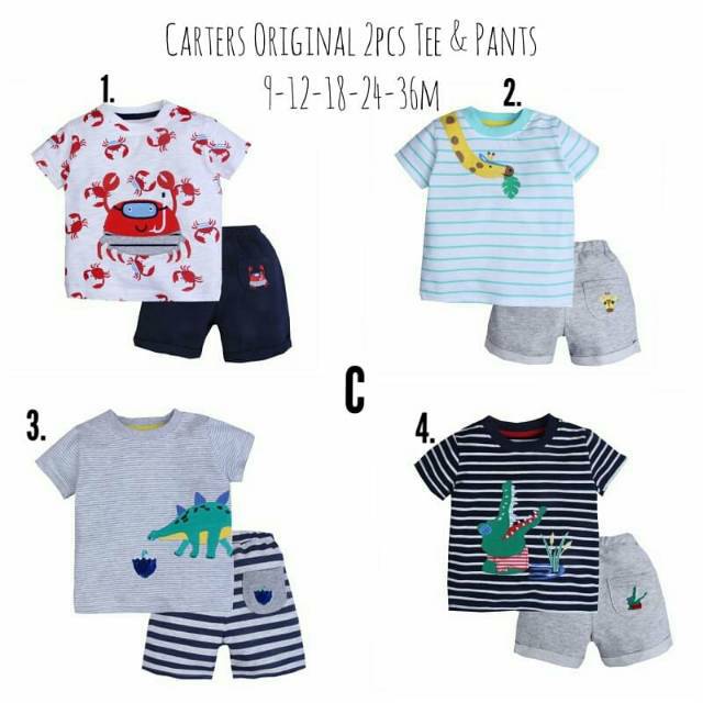 Set baju 2in1/ short tee and pants / baju bayi carterlove/ baju bayi lucu