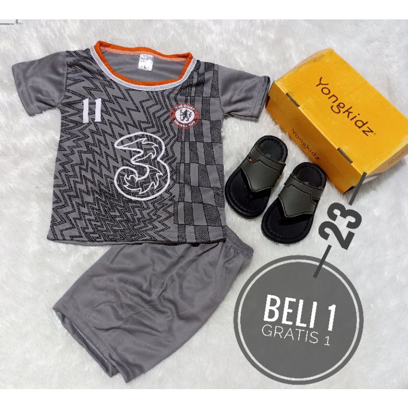 BELI 1 GRATIS 1 YongKidz 23 Sandal japit anak balita bayi baby laki-laki kulit import coklat Hitam