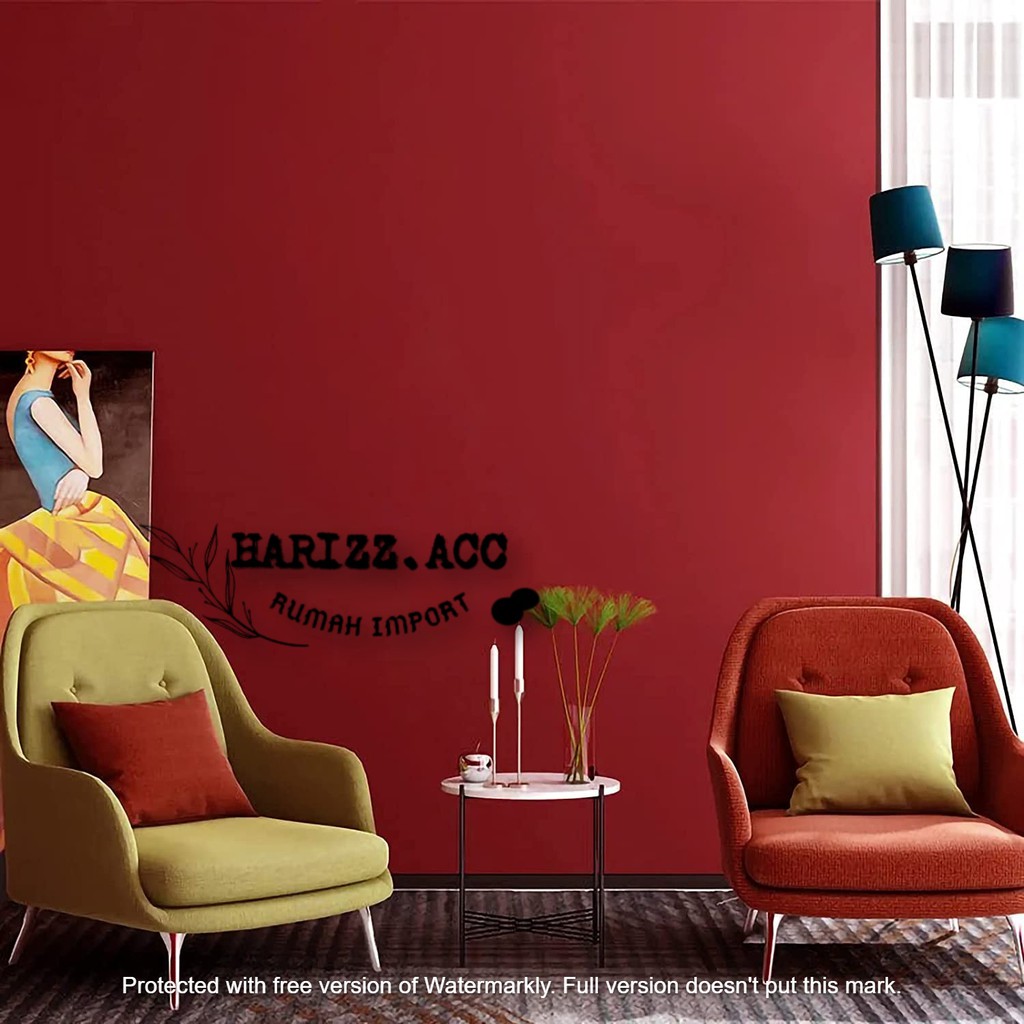 WALLPAPER STIKER DINDING MERAH POLOS BERTEKSTUR