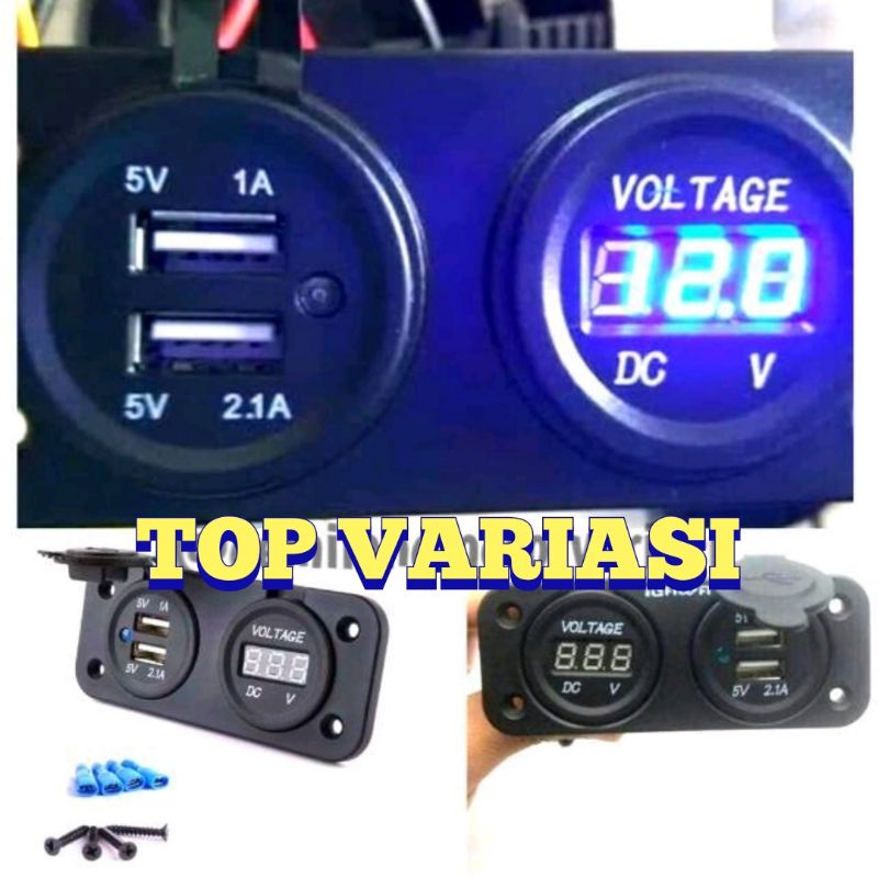 VOLTMETER USB TANAM NMAX / VOLTMETER AKI PLUS CHARGER HP USB MOTOR TANAM NMAX PCX LEXI AEROX