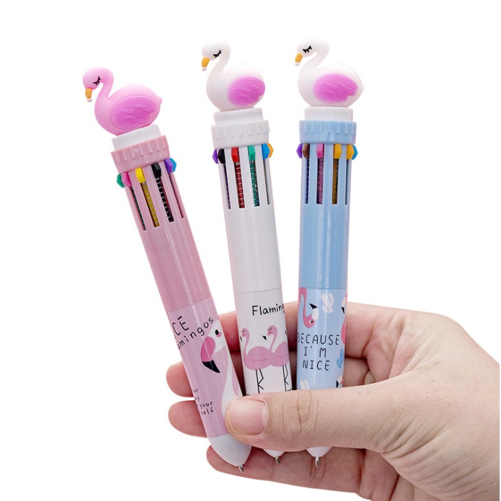 

J2 - Pulpen 10 warna karakter flamingo