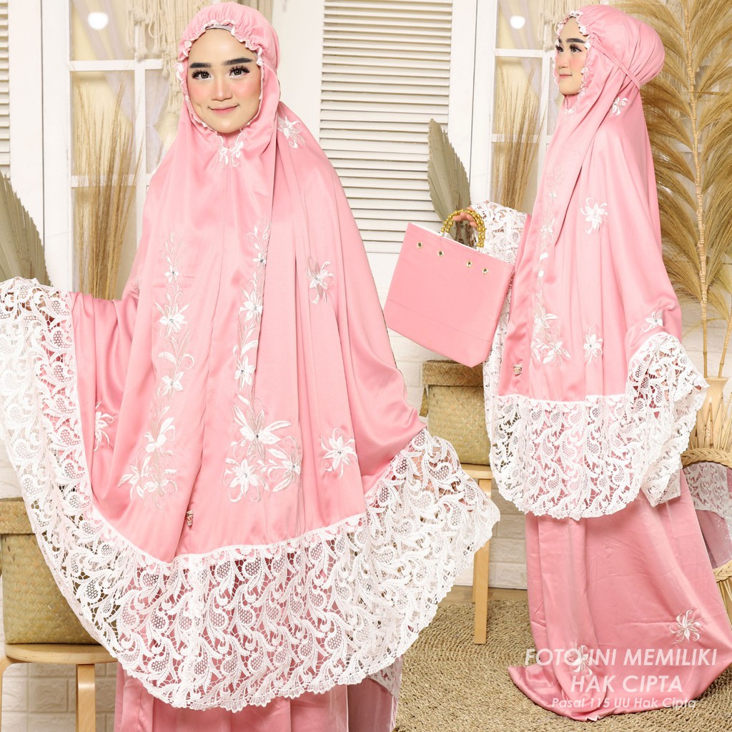 mukena bordir dewasa semi sutra terbaru/mukena terlaris/mukena diamond semi sutra terbaru