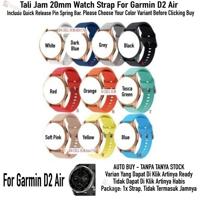 Tali Jam 20mm Watch Strap Garmin D2 Air - Sport Rubber Active Lembut