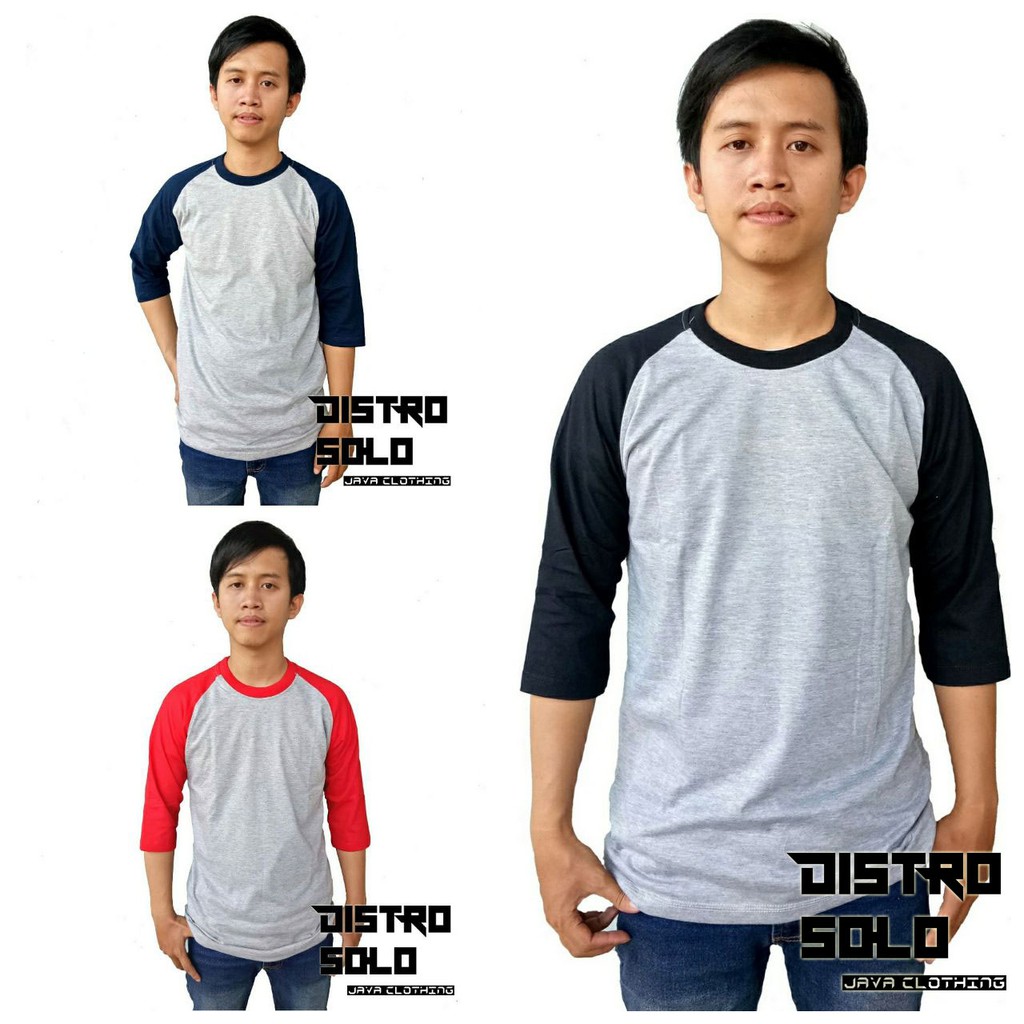 Kaos Polos Raglan 3/4, Raglan 3/4, Kaos Polos Bahan katun 20s