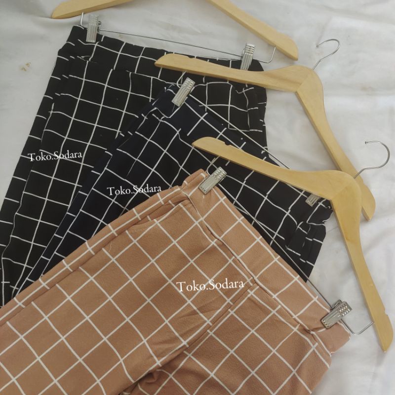 Celana Luna crepe Motif // Celana Motif Kotak // Celana Murah