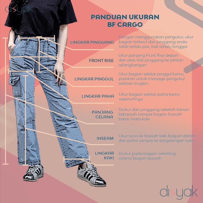 DISYAK - Boyfriend Cargo Jeans Black 716-816