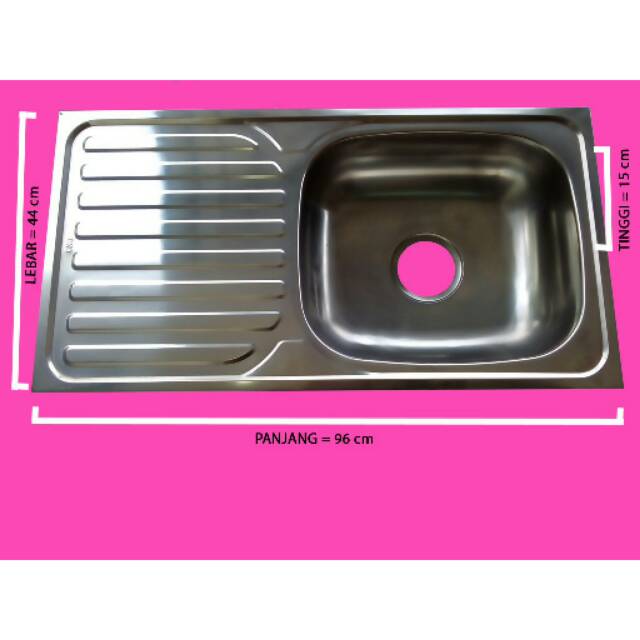 Bak Cuci Piring 96cm Bonus Afur Keranjang PVC/Bak Cuci Piring Stainless + Avur Kitchen Sink 1 lubang dan sayap