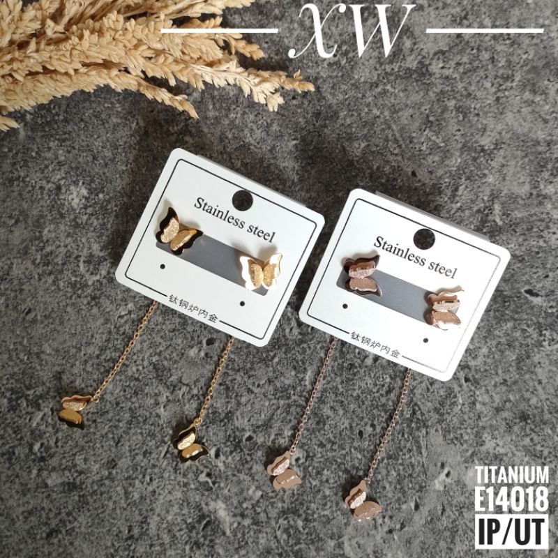 Anting Stud Titanium Jurai Kupu E14018