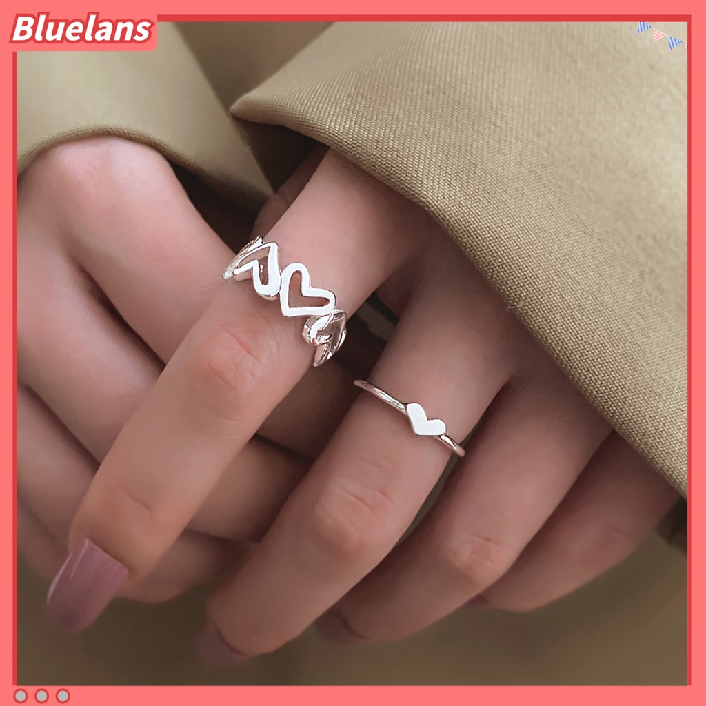 1 Pasang / Set Cincin Jari Lingkaran Warna Solid Untuk Hadiah Wanita