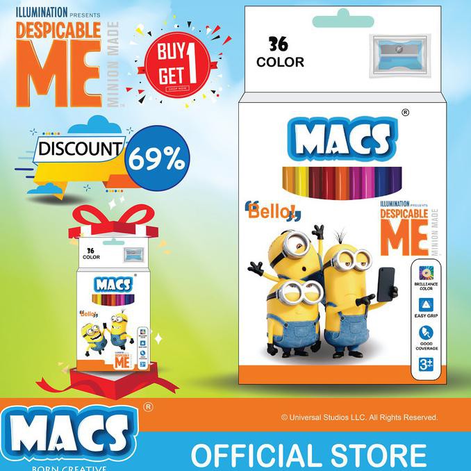 

Pensil Warna segitiga Minion 36 colors BUY 1 GET 1 FREE