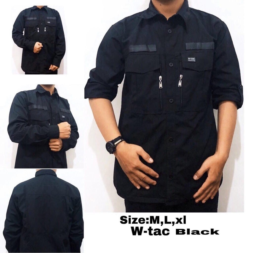 Kemeja taktikal W-TAC Panjang Hitam