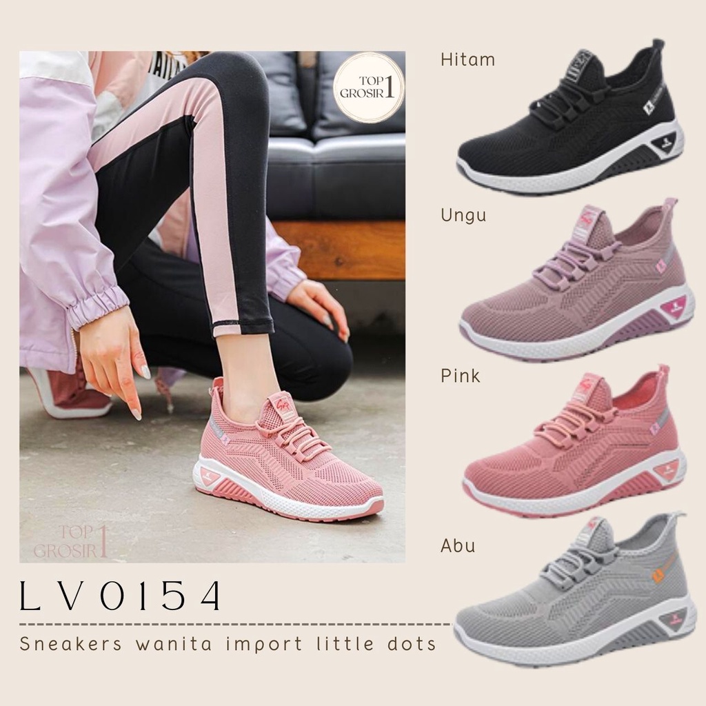 TOPGROSIR LV0154 Sneakers Sepatu Wanita Motif Dot Sport Import