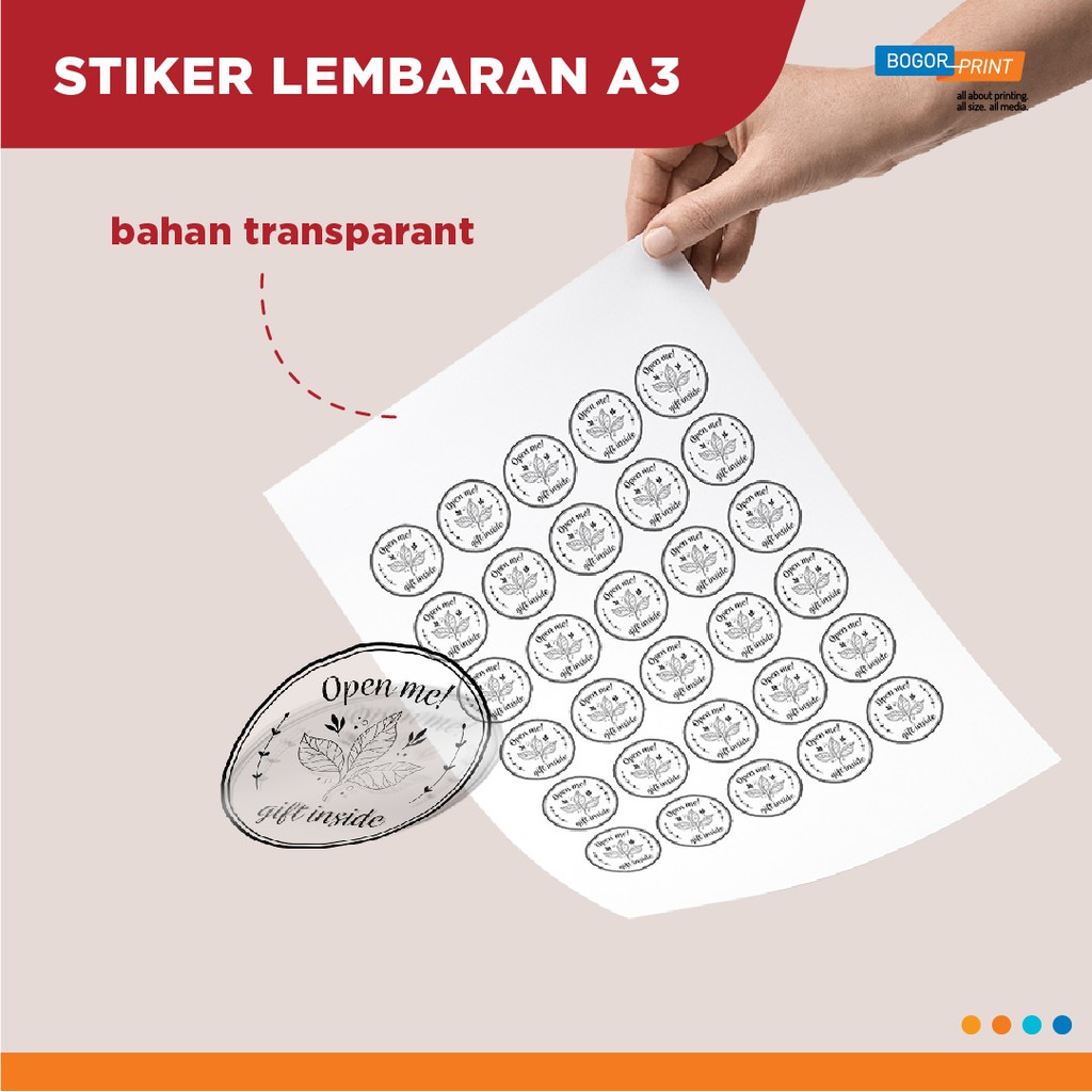 

Cetak Stiker Transparant ukuran A3+ / Full Color / Potong Kotak / Print Custom