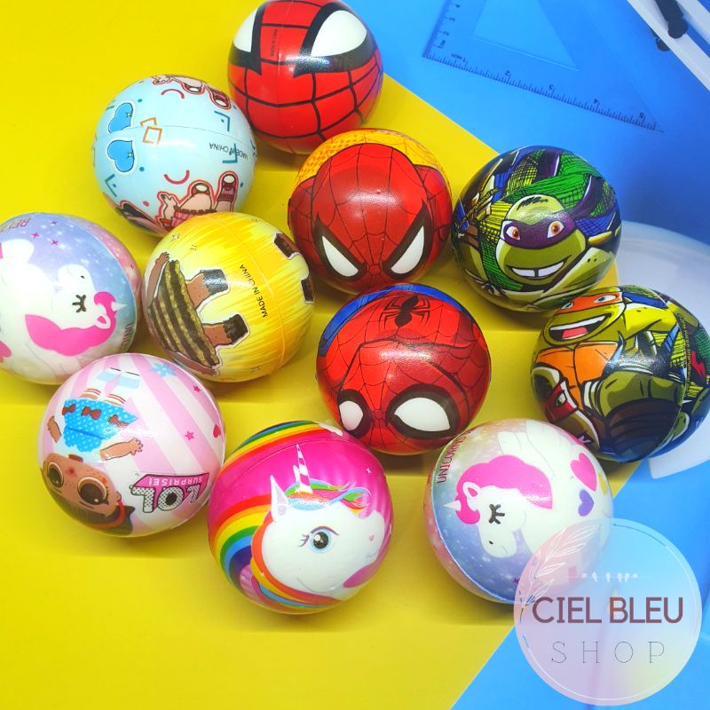 Mainan Bola Busa Anak Aneka Motif Karakter / Stress Ball / Bola Terapi / Mainan Edukasi