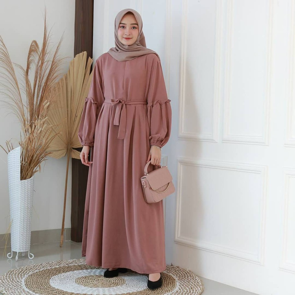 Baju Gamis Wanita Remaja Jumbo Modern Terbaru 2022 Set Ayunda Model Elegan Tren Kekinian Kondangan M