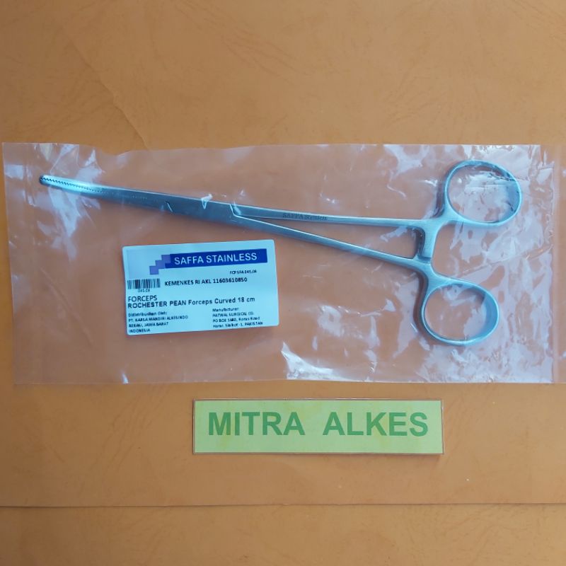 Pean Bengkok 18 cm. Klem Arteri 18cm. Artery Clamp l ROCHESTER PEAN Haemostatic Forceps Curved 18 cm