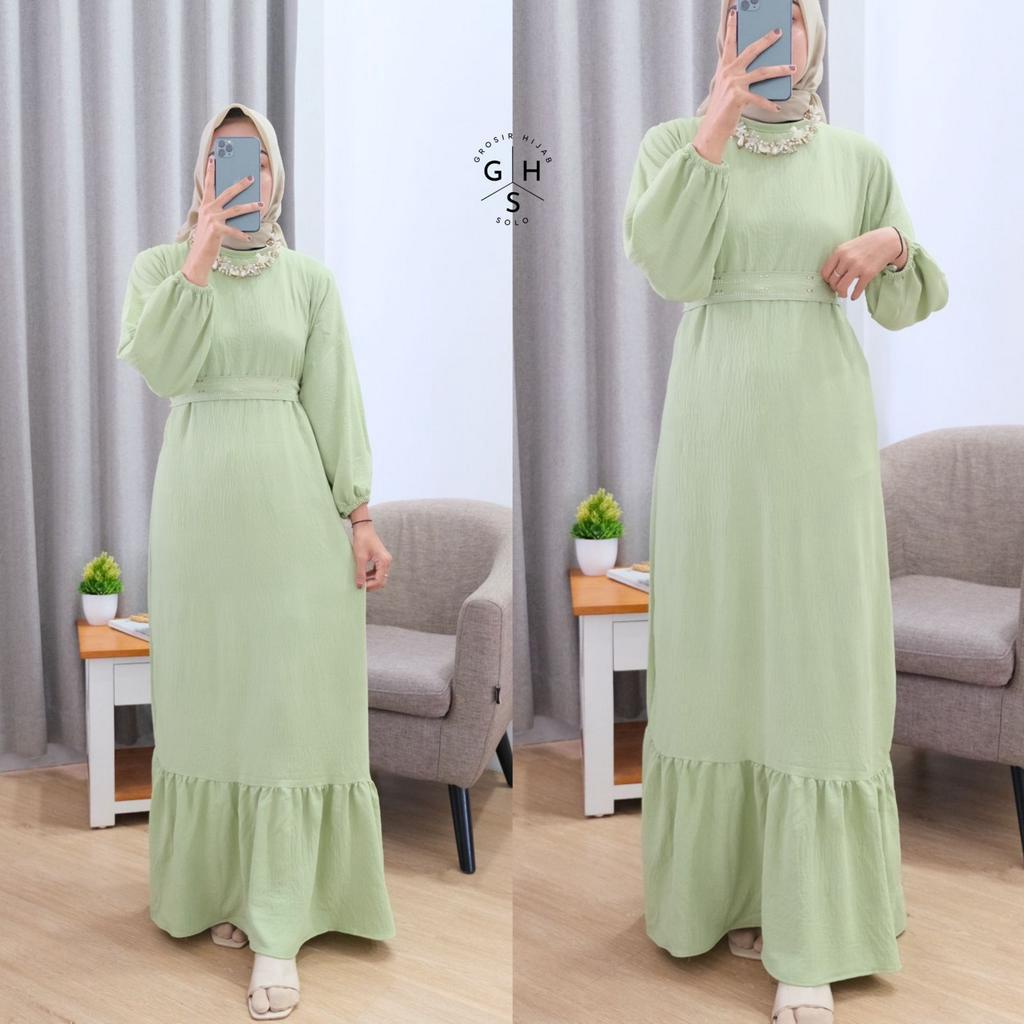 LALITA GAMIS MAXI LEBARAN DRESS DUYUNG ATASAN WANITA CRINCLE AIRFLOW PREMIUM (AMD)