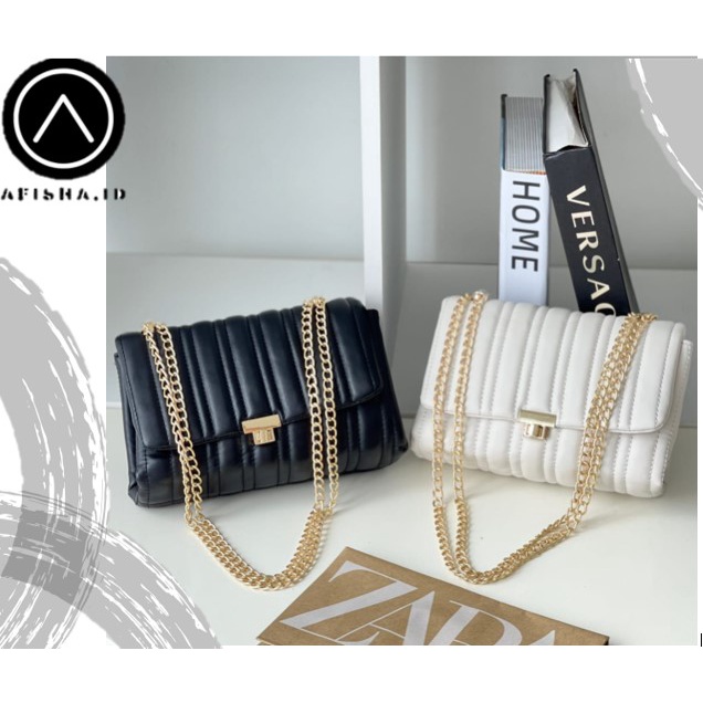 Tas Selempang Zara Quilted Midi Crossbody Slingbag Premium Import