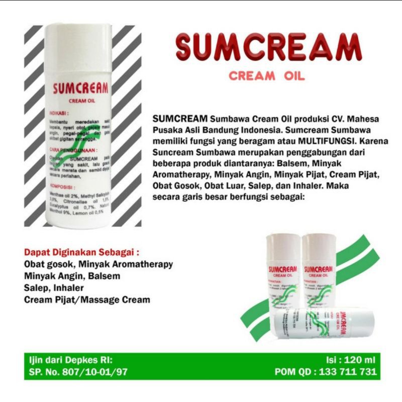 SUMCREAM OIL 120ml ASLI Ijin BPOM dan MUI - SUM CREAM OIL 120 ml