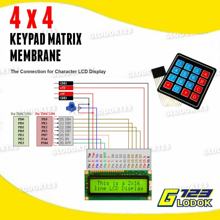 Keypad Membran 4x4 Matrix Arduino 4 x 4 Input Key Pad Membrane