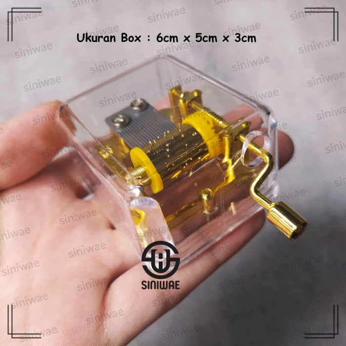 Kotak Musik Ulang Tahun Music Box Gold Happy Birthday Acrylic Manual Engkol Mesin Akrilik Antik Hadiah Kado