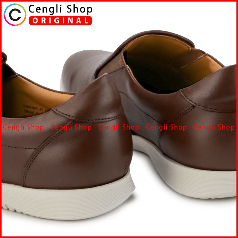 SEPATU OBERMAIN PRIA ORIGINAL CASUAL SLIP ON KULIT ASLI COKLAT OM05