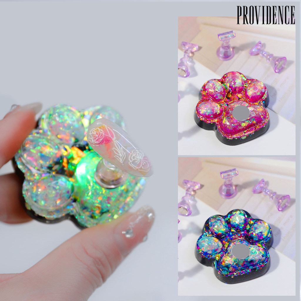 Providence 1 Set Holder Display Kuku Palsu Bentuk Cakar Kucing Bahan Akrilik Untuk Latihan Nail Art