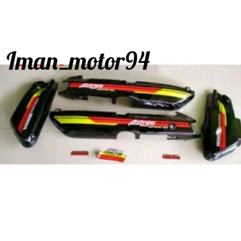 COVER bodi plus box aki honda astrea grand bulus 91-92 corak kuning merah