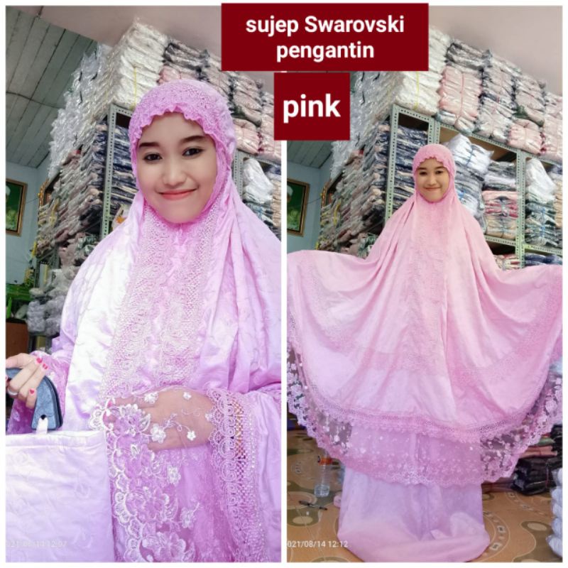 MUKENA SUTRA JEPANG SWAROVSKI RENDA TILE/MUKENA DEWASA/JUMBO SIZE/MUKENA PREMIUM