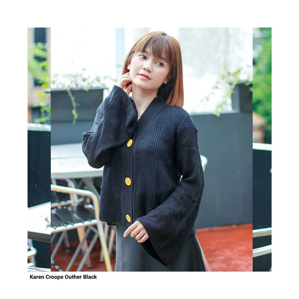 CROP RAJUT WANITA - CARDIGAN CROP KAREN TEBAL GT7