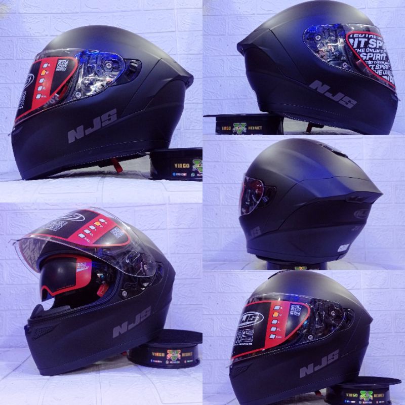HELM NJS ZX-1 SOLID BLACK BLACK DOFT | NJS ZX-1 BLACK DOFT DOBEL VISOR / DD RING