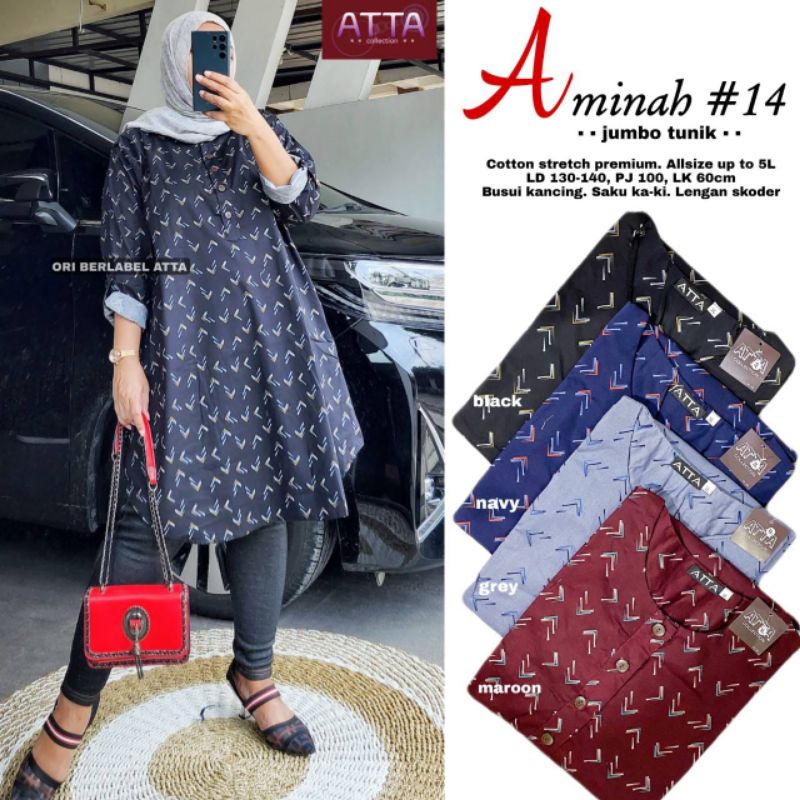 TUNIK SUPER JUMBO LD 130 -140 BAHAN KATUN STRETCH | WILUJENG | AMINAH #14