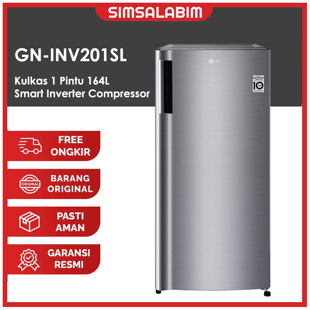 LG GN-INV201SL KULKAS 1 PINTU - FREE ONGKIR