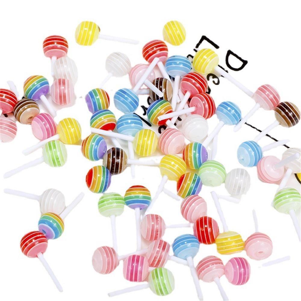 R-flower 20Pcs Pesona Berbentuk Lolipop Campur Permata Akrilik Manicure Dekorasi