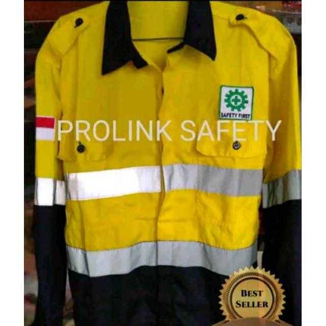 SERAGAM BAJU SAFETY KUNING DONGKER DOBLE SCOTLIGHT 5CM